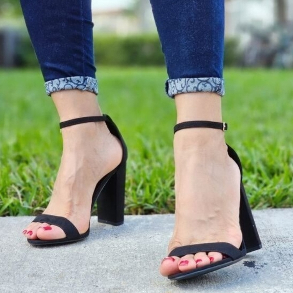 Elegant Black Ankle Strap Heels